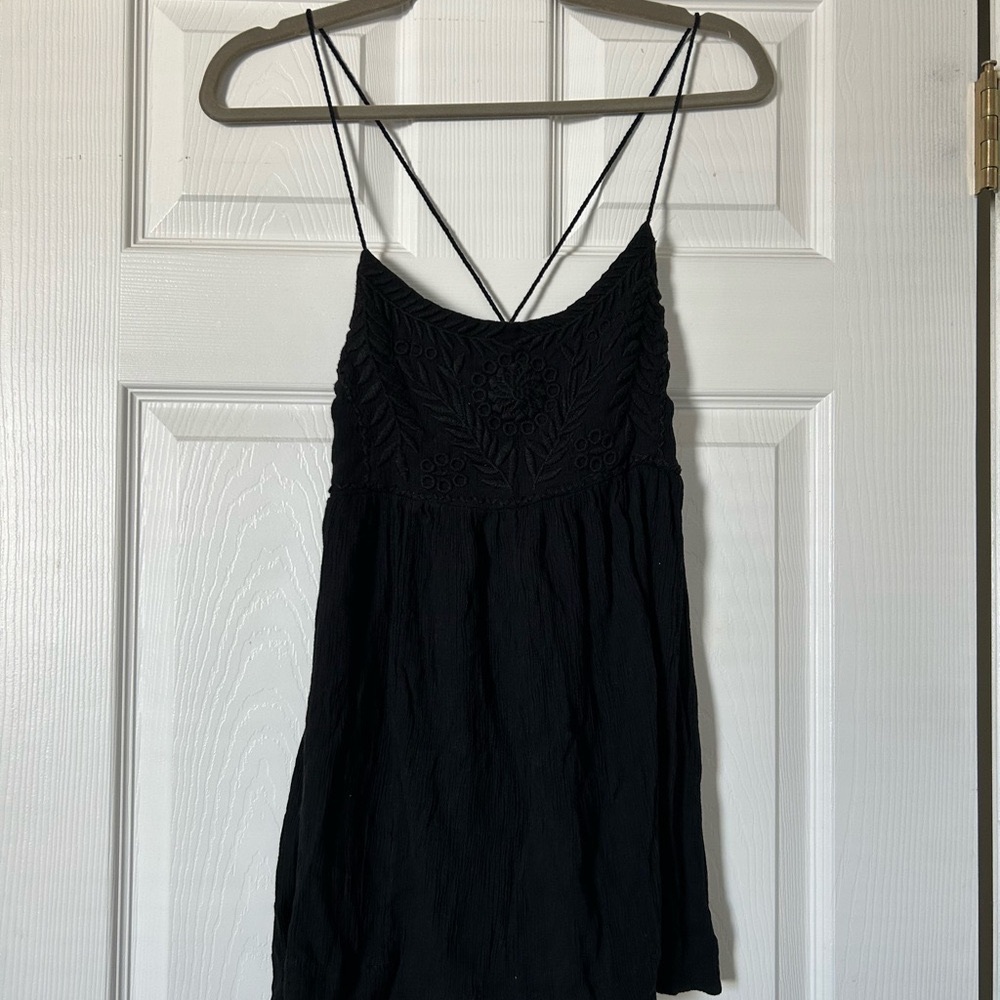 Free People Spaghetti Strap Adjustable Black Tank Top